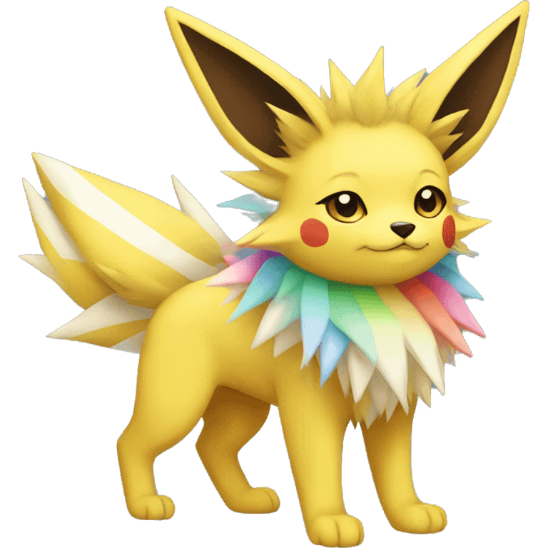 Jolteon with colorful stripes full body emoji