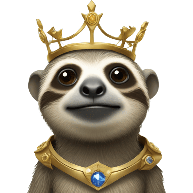 Cyborg Sloth wearing a royal crown  emoji