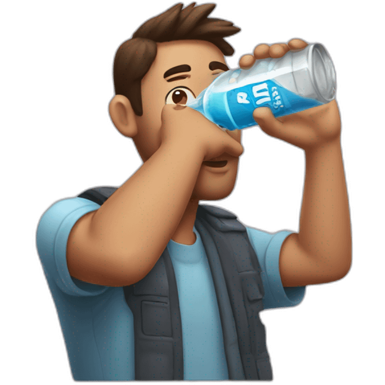 Cartoon Dan drinking seltzer  emoji