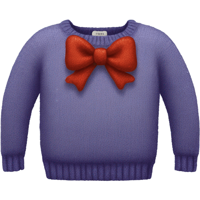 Knit sweater with bow glitter design emoji