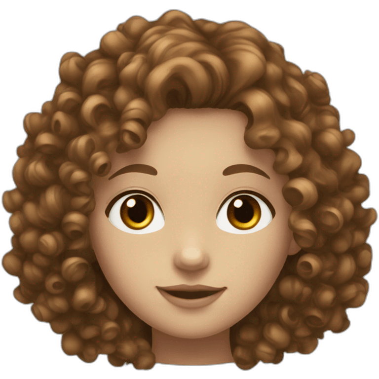 brown curly hair white skinned girl brown eyes emoji