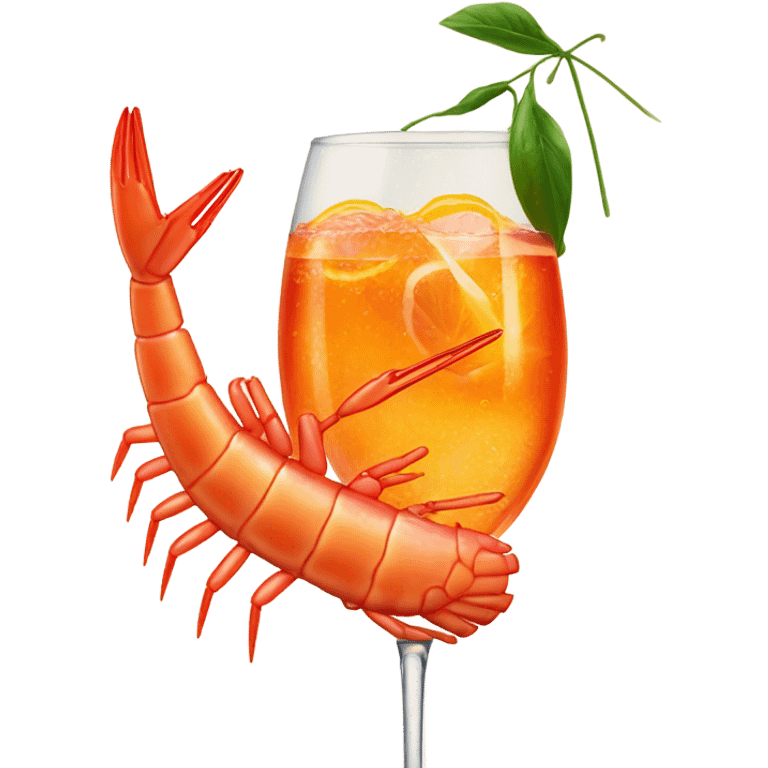 A shrimp having an aperol spritz emoji