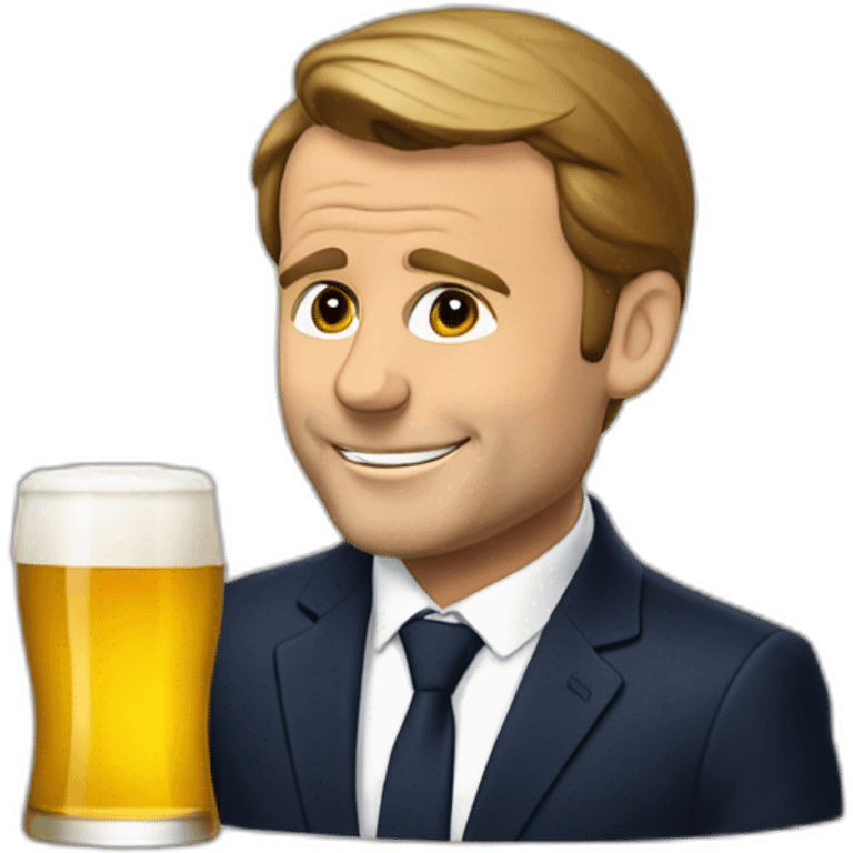 Macron boit une bière  emoji