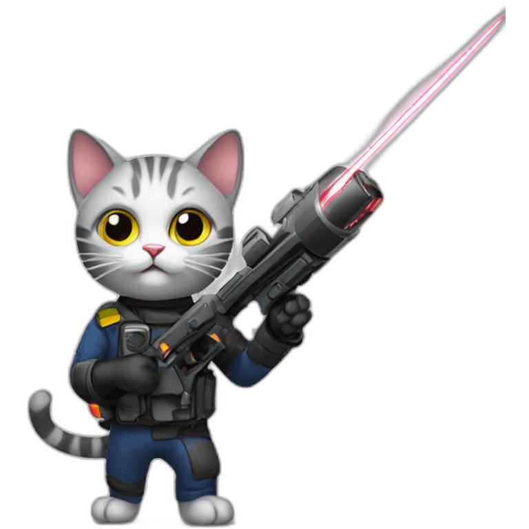 Cat holding a laser gun emoji