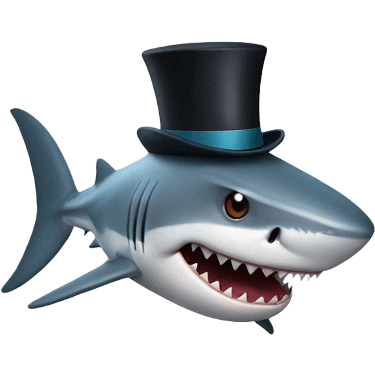 Shark with a top hat emoji