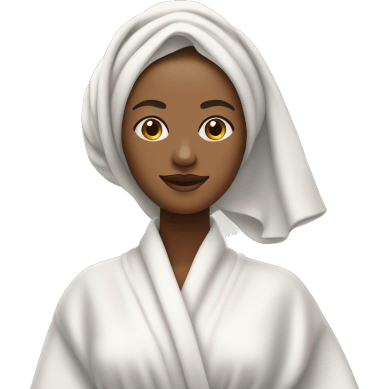 skin care on a woman’s face and she has a towel on her head and a robe on  emoji