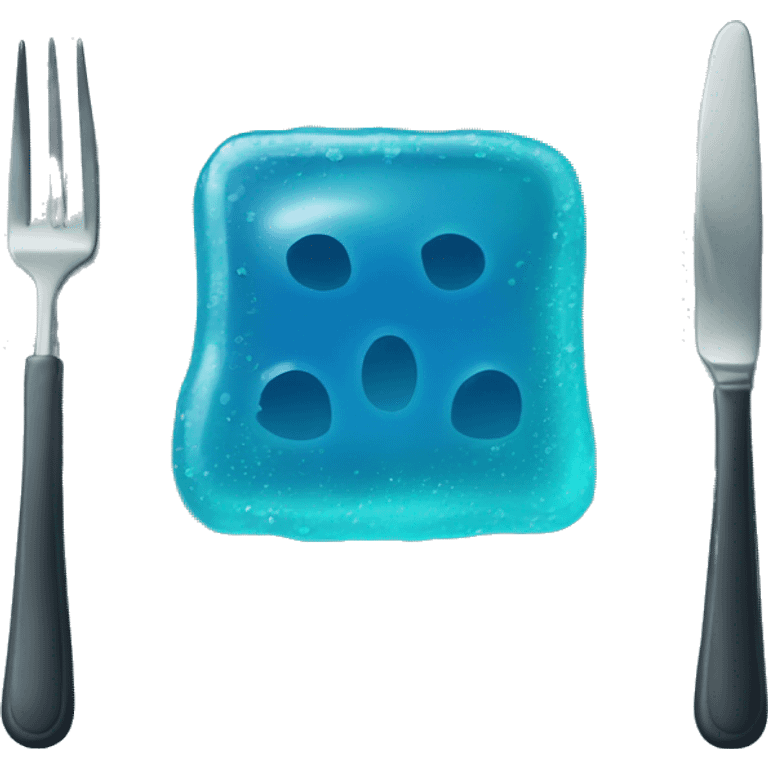 square blue jelly slab on plate emoji