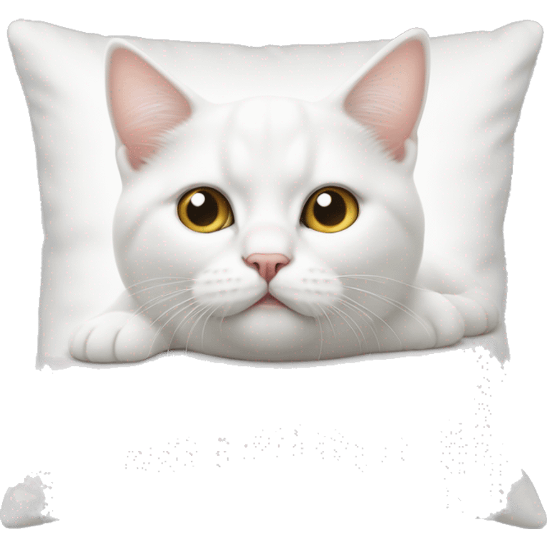 white fat kitten lying on a white pillow emoji