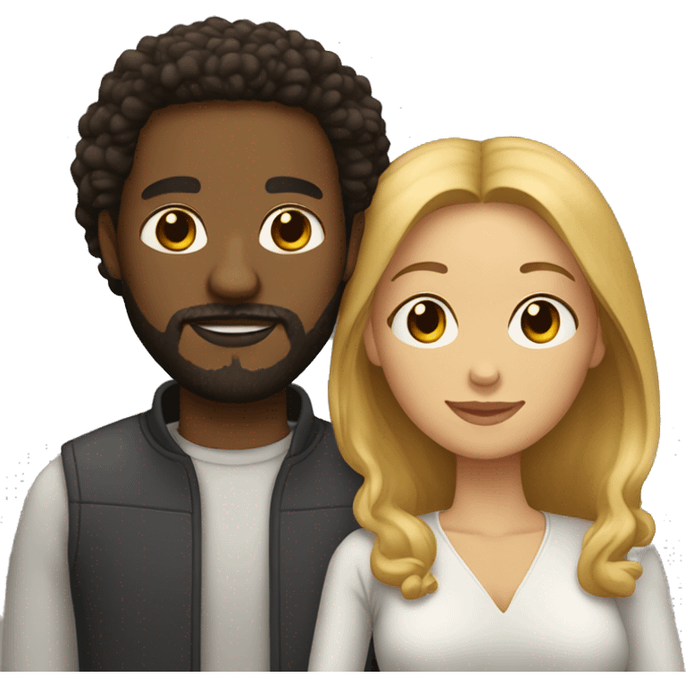 Couple black man with beard and ver light skinned woman emoji