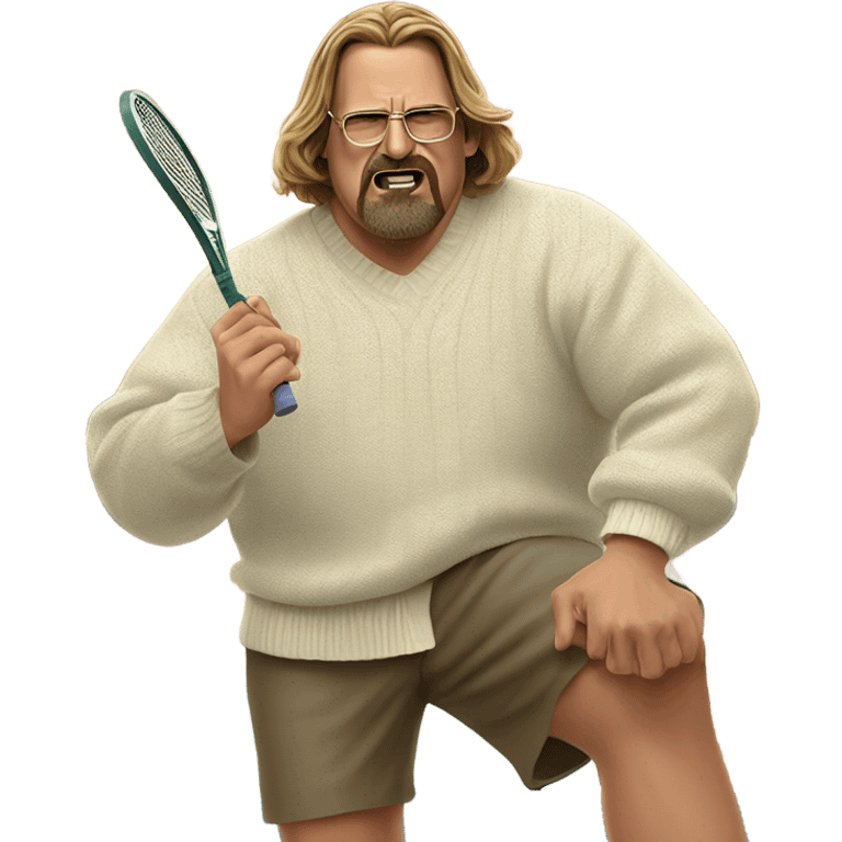 Big Lebowski playing tennis in sweater emoji