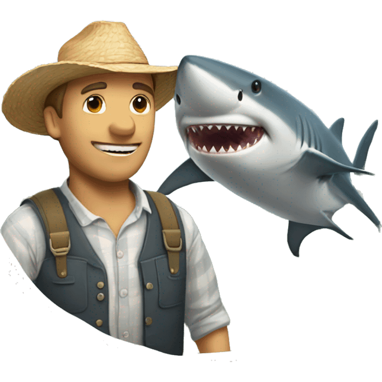 Shark with farmer emoji