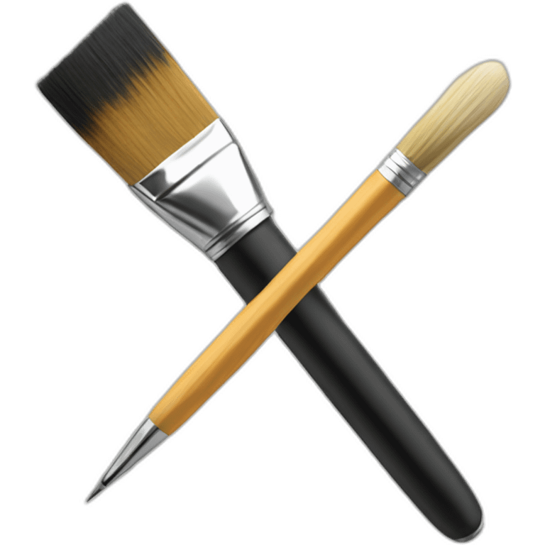 pen and paint brush in a cross emoji