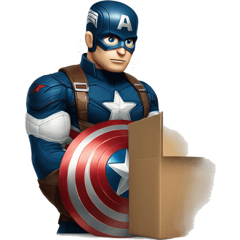 Captain America is preparing a package emoji