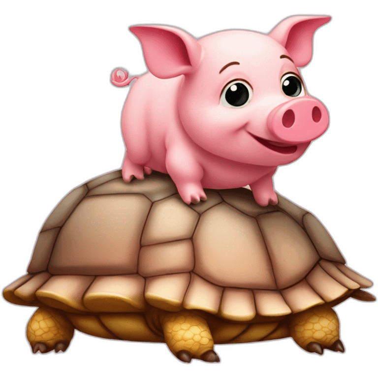 Cochon sur tortue emoji