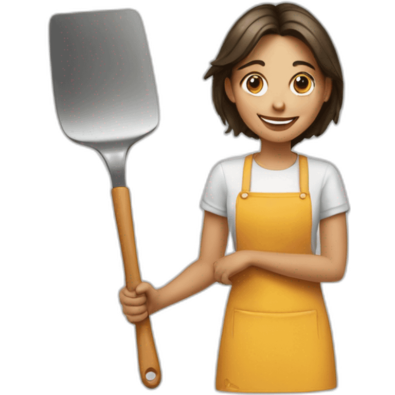 smiling girl with spatula in hand emoji