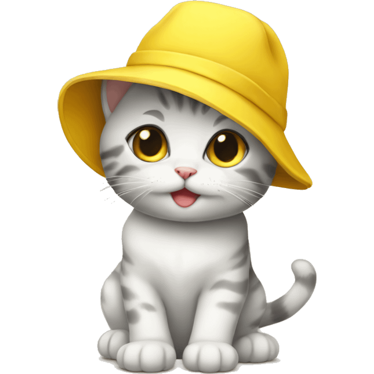 Baby cat with a yellow hat emoji