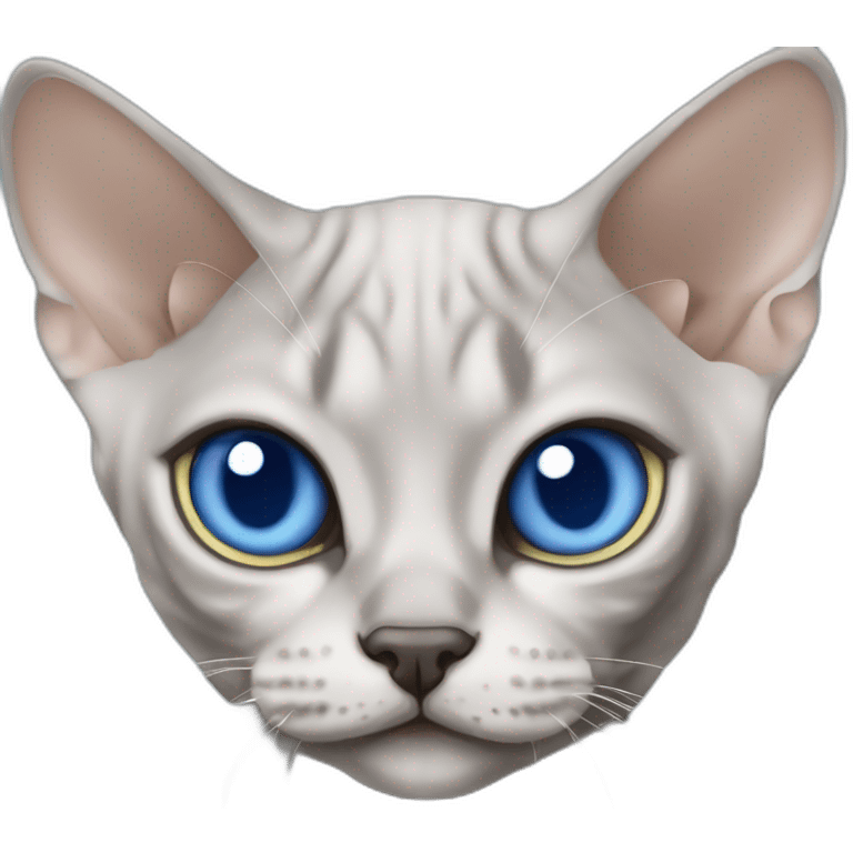 Devon Rex cat grey with blue eye open month emoji