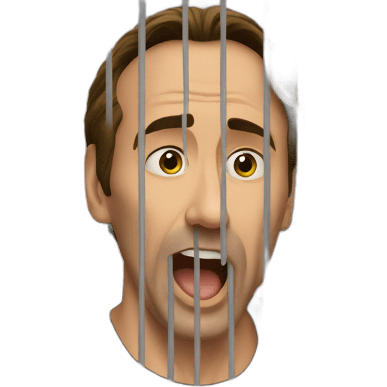 nicholas cage inside a cage eating a banana emoji