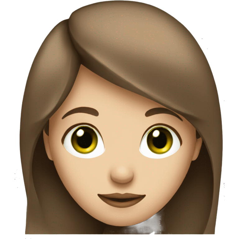 female university art student, brown hair, green eyes emoji