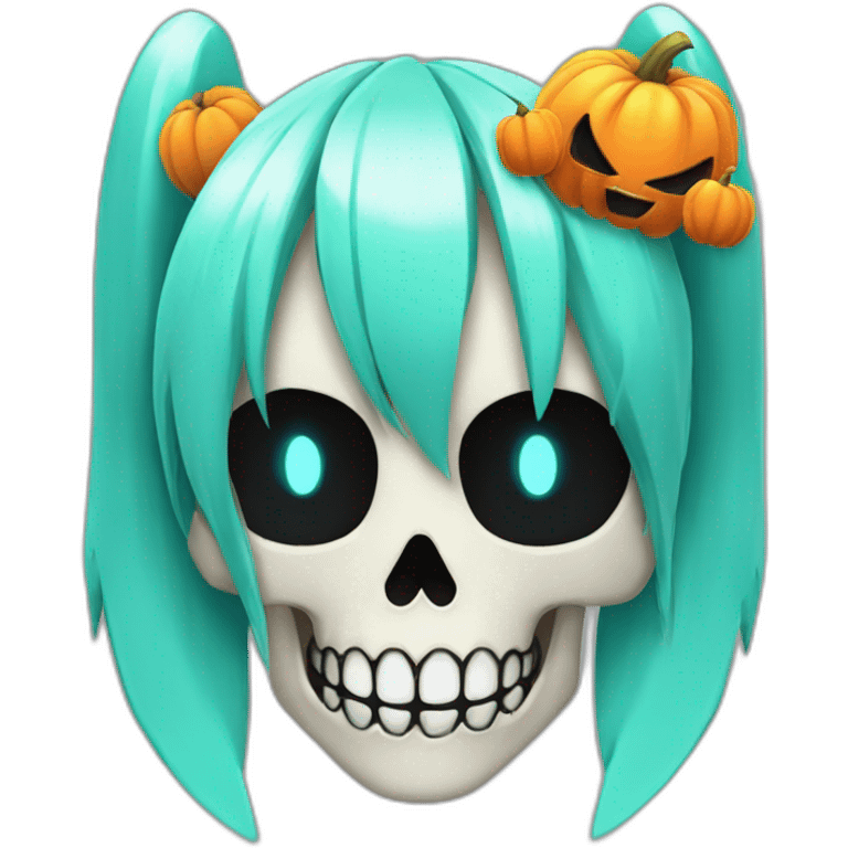 Hatsune Miku Halloween skull  emoji