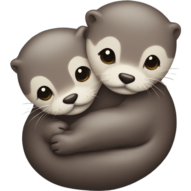 Iridescent  otters hugging emoji