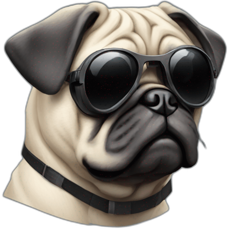 A cyberpunk pug wearing black sunglasses  emoji