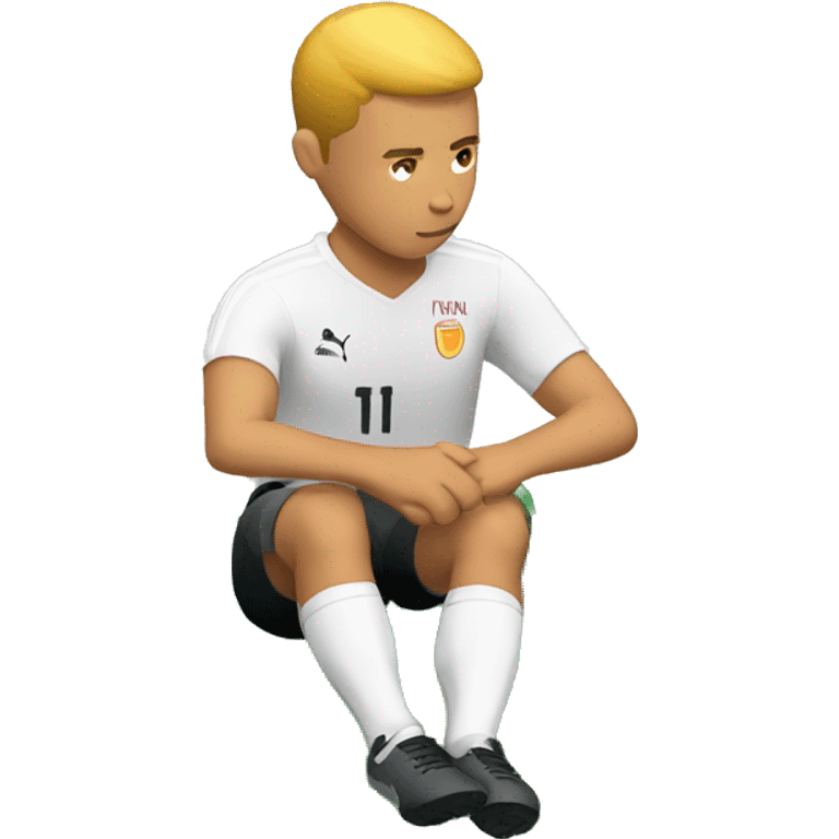 soccer player sitting down holding his knee- isometric view emoji