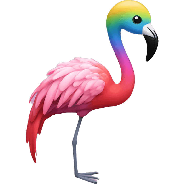 Rainbow flamingo emoji