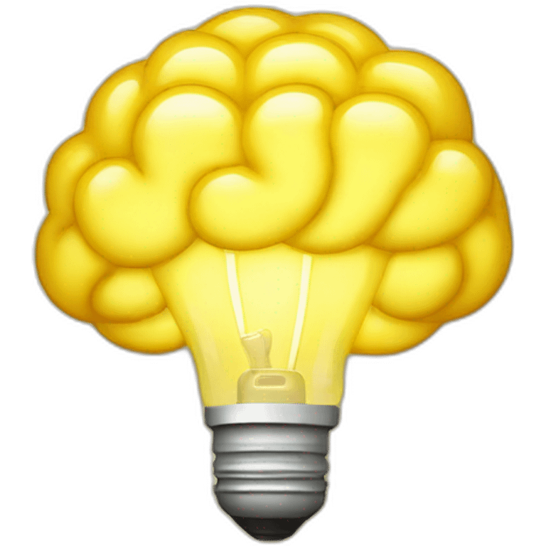 yellow lamp with brain shine emoji