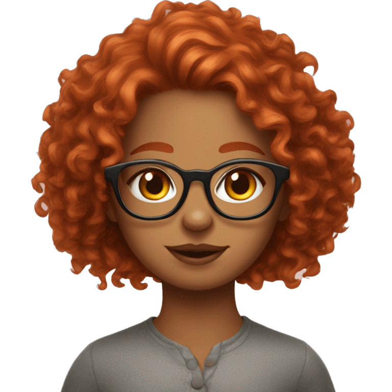 make a cute redhead curly girl with freckles wearing glasses emoji that looks like a fox emoji