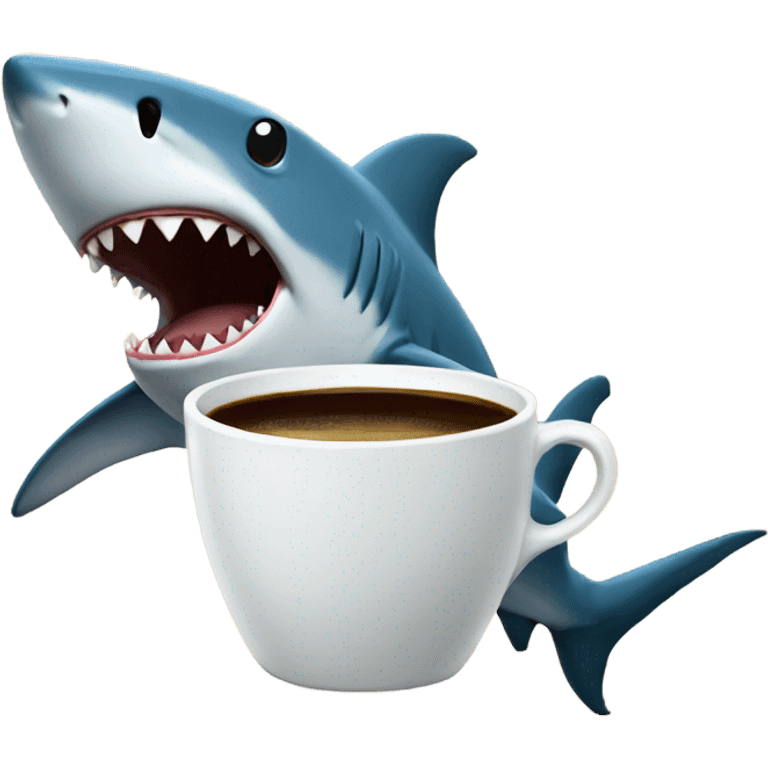 shark drinking coffee emoji