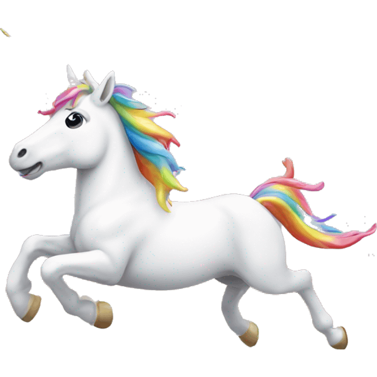 unicorn running on rainbow emoji