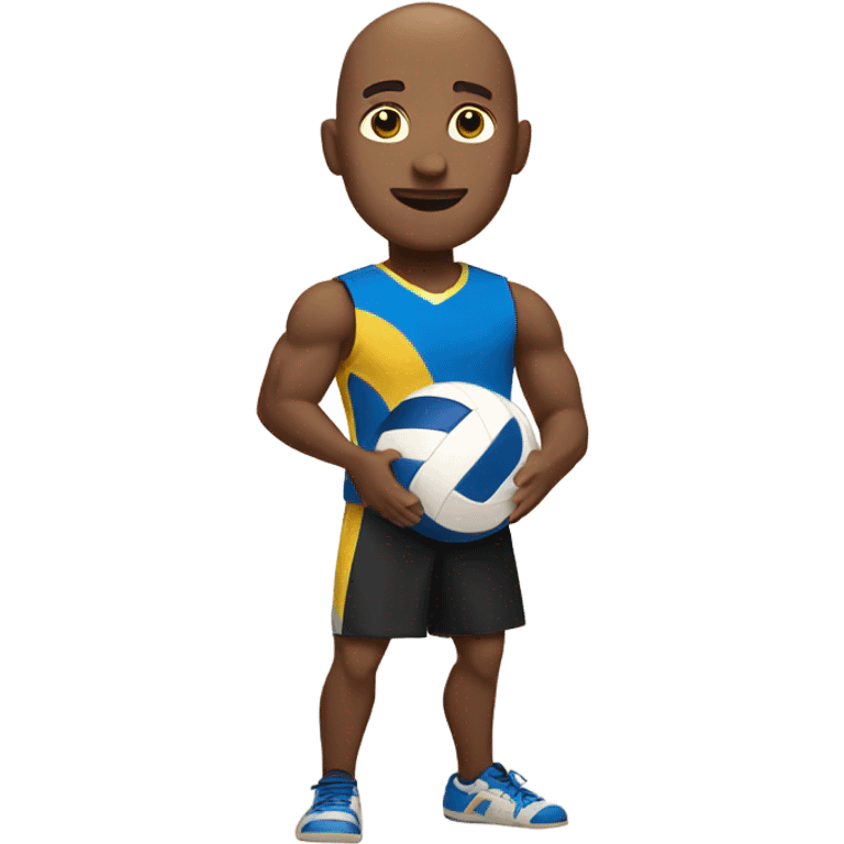 Bald brown skin guy playing volleyball  emoji