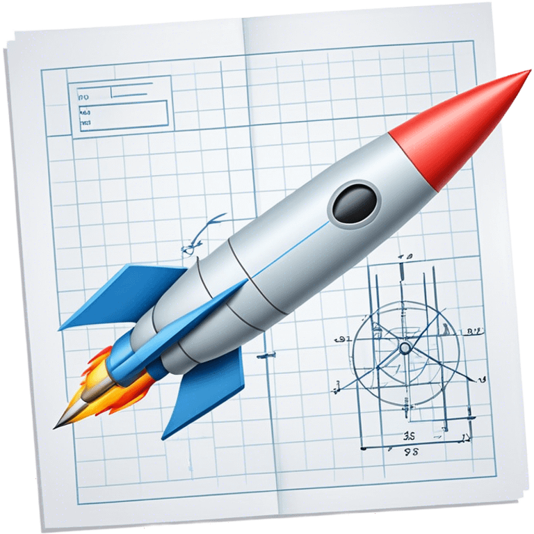 engineering drawing of the missile on the paper emoji