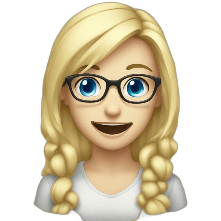 girl nerd blue eyes blond laughing emoji