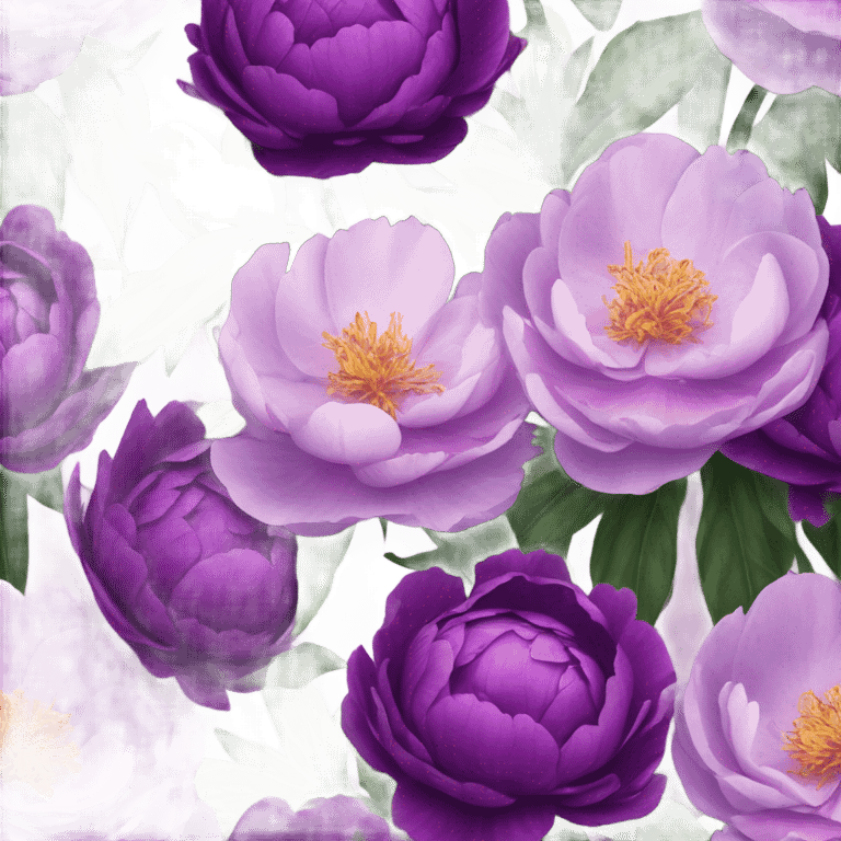 composition of purple peonies emoji