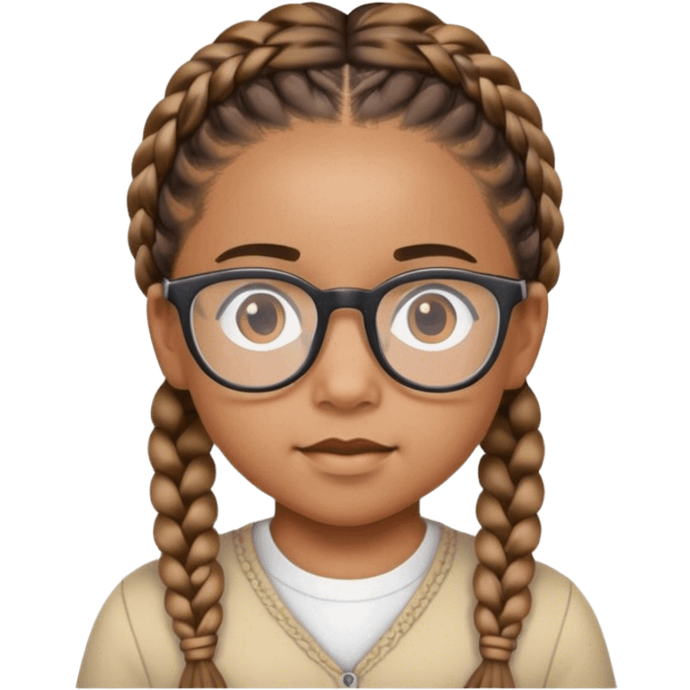 A mixed-race child with braids and glasses emoji