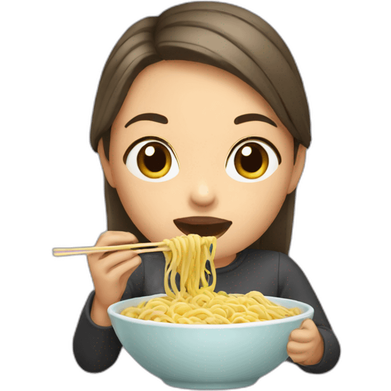 A girl eating noodles emoji