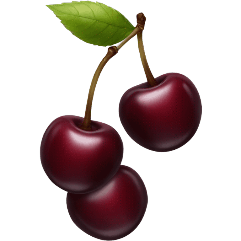 two burgundy cherries on black stem emoji