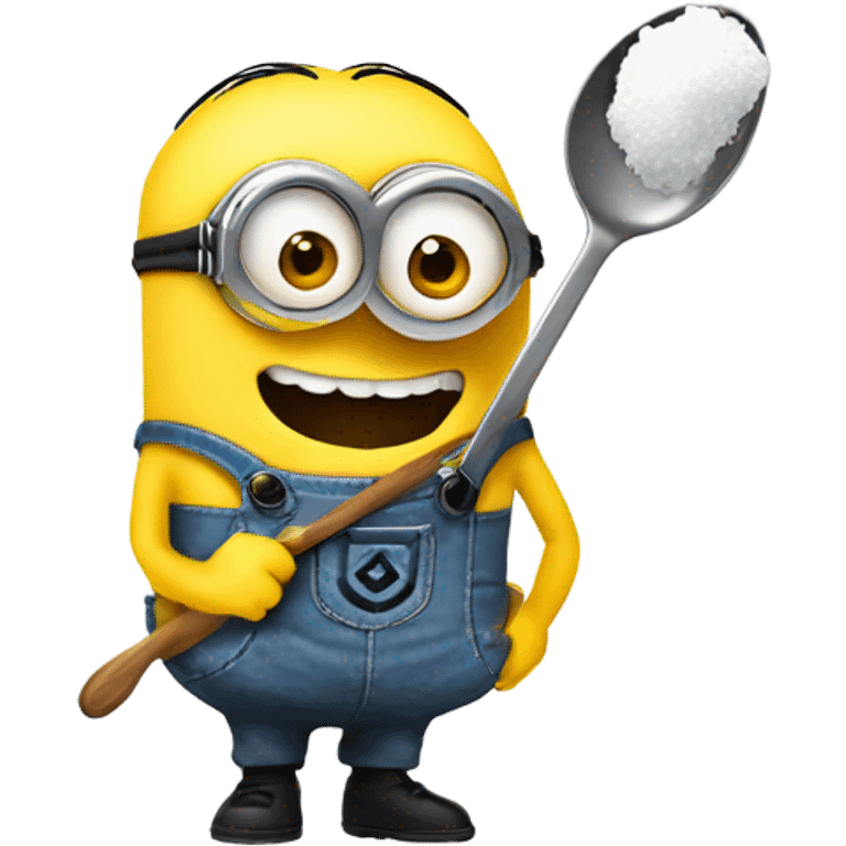 Minion heating up suger on a spoon emoji