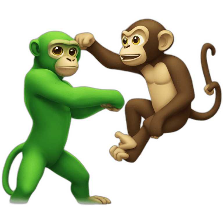 a monkey fighting a green monkey emoji