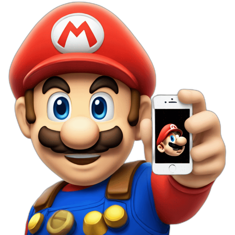 MARIO BROS WITH O'IPHONE TAKING PHOTO emoji