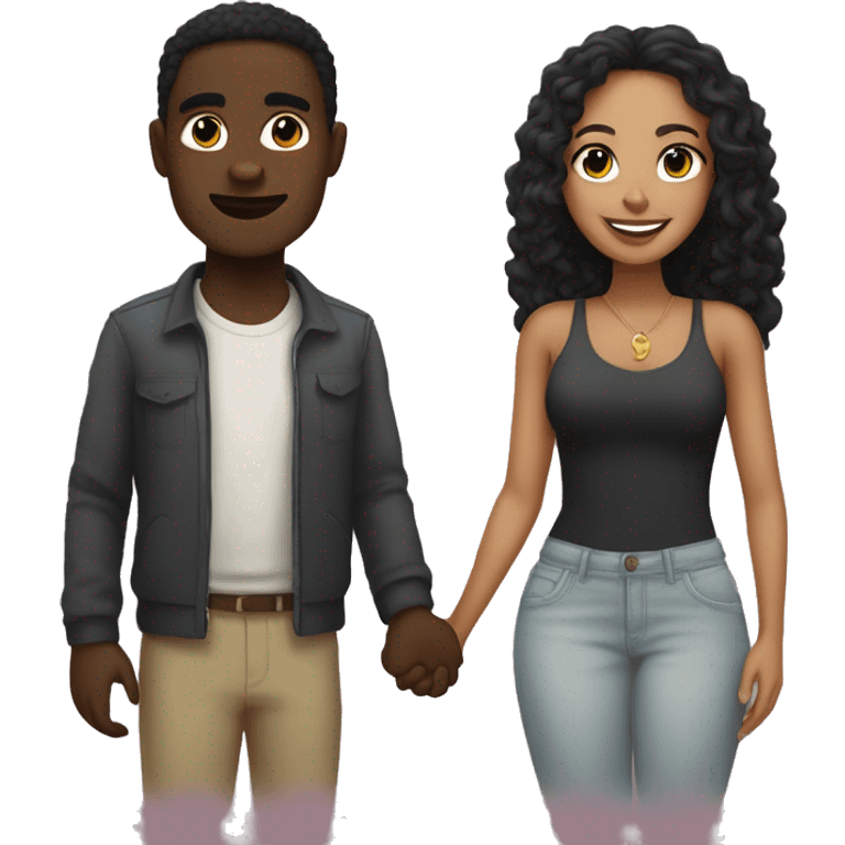 Light skin man with a dark skin woman in love  emoji