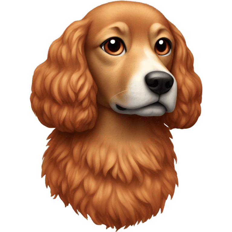 realistic dog portrait closeup more red emoji