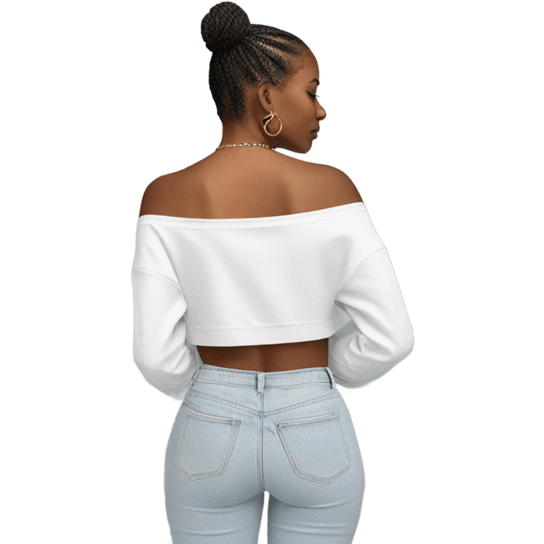 White off shoulder Long sleeve oversize crop top, isolated emoji