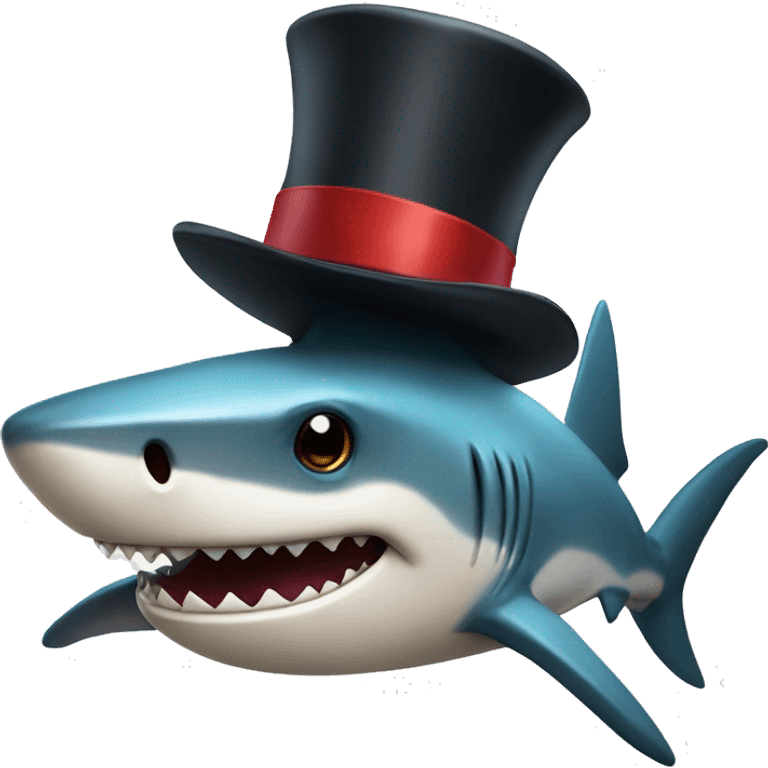 Shark with a top hat emoji