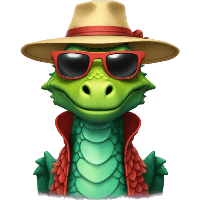 dragon with sunglasses and hat emoji