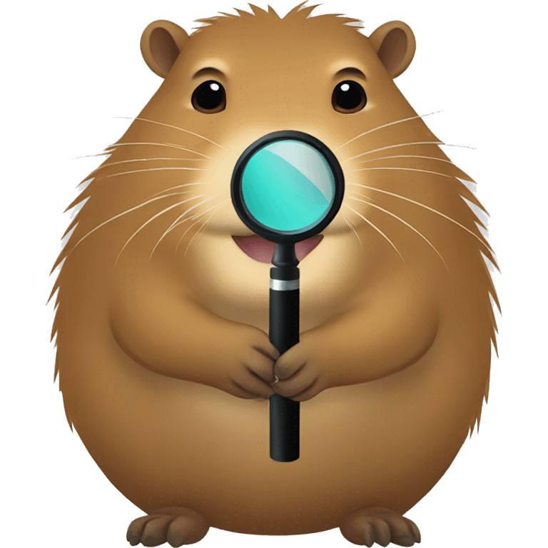 Capybara holding a magnifier emoji