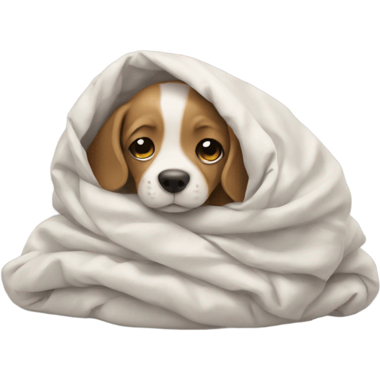 Puppy wrapped in a duvet  emoji