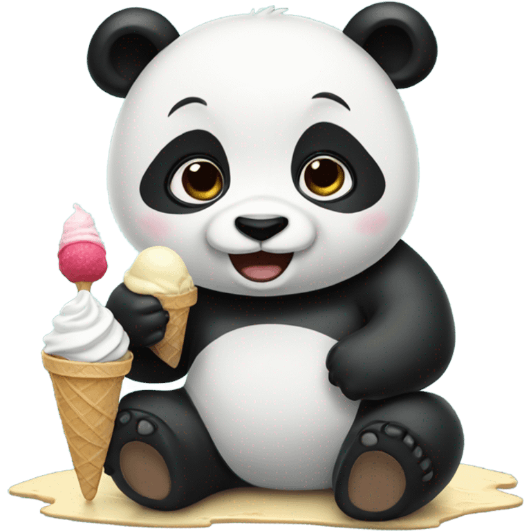 Panda eating ice cream emoji